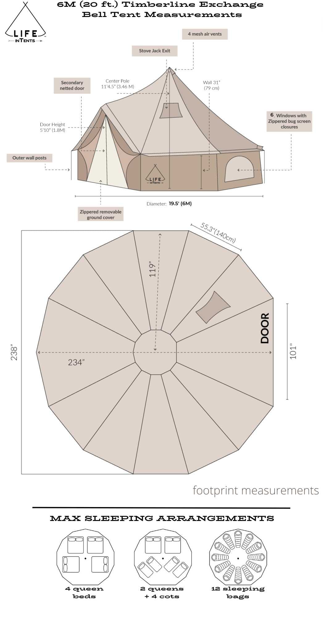 Life inTents Canvas Tent Life inTents Timberline Exchange Canvas Bell Tent 20' (6M)