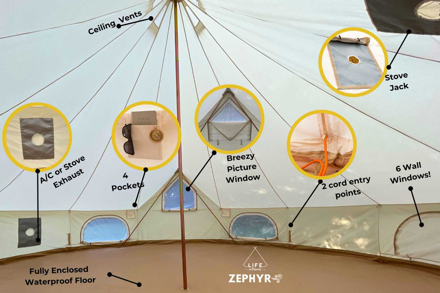 Life inTents Tents Zephyr 19' (6M) Canvas Bell Tent | Life inTents