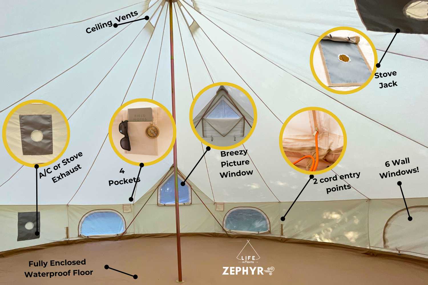 Life inTents Tents Zephyr 19' (6M) Canvas Bell Tent | Life inTents