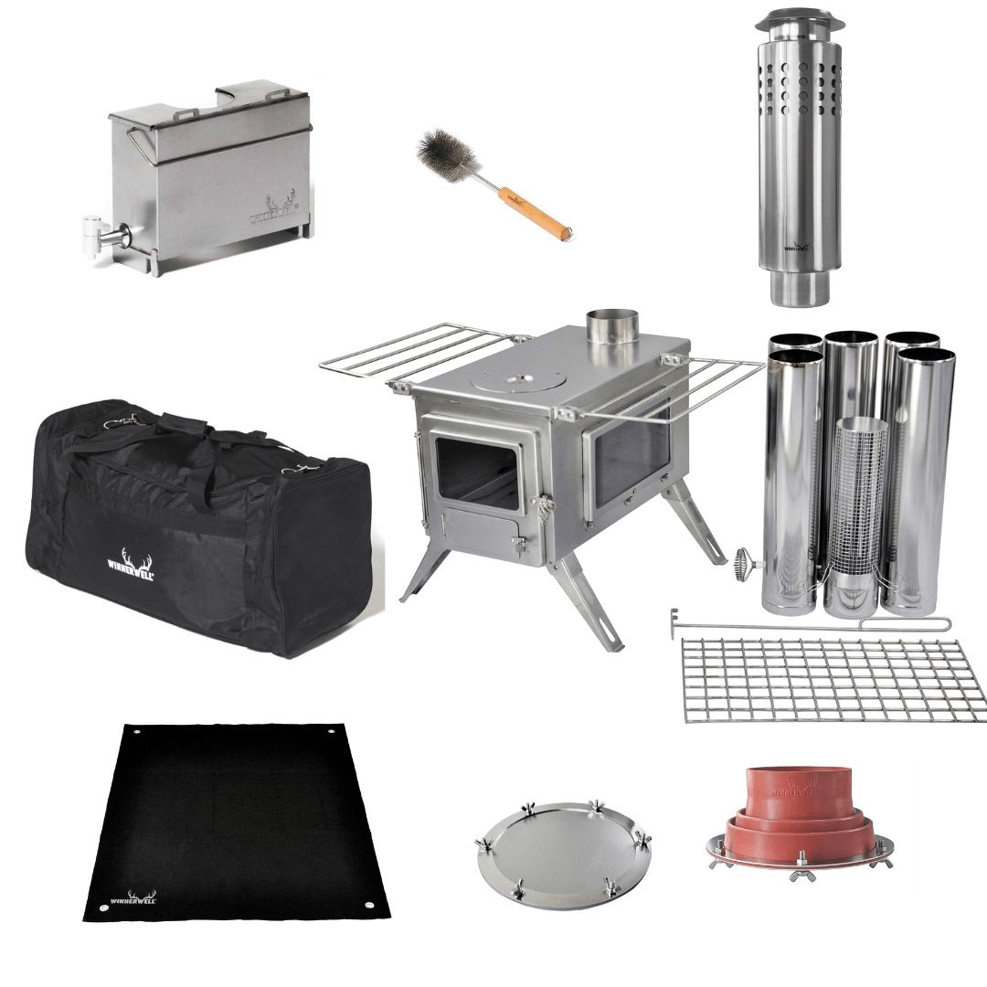 large canvas tent with stove Winnerwell 'Hot Tent' Nomad View Portable Wood Stove Bundle – Live More Outside