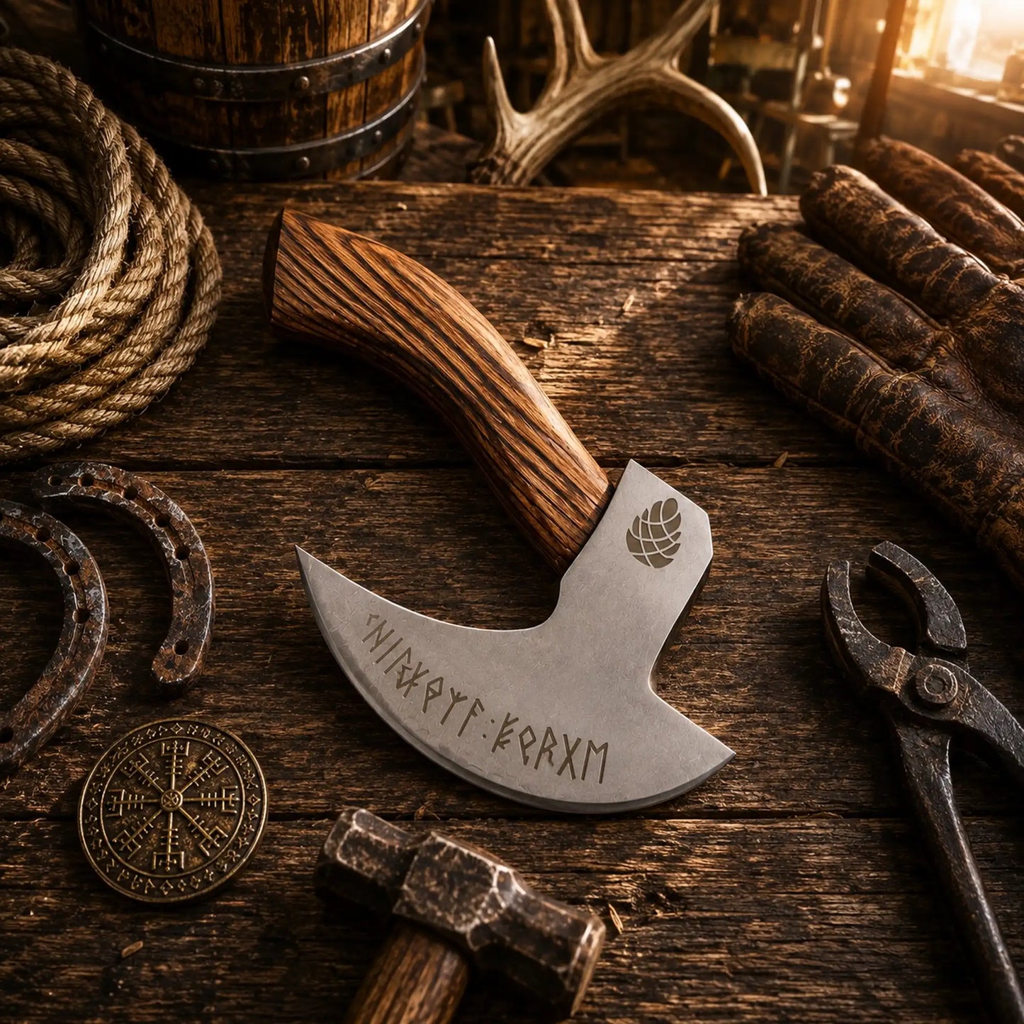 Viking Pizza Cutter Axe – Hand Forged Carbon Steel Pizza Slicer