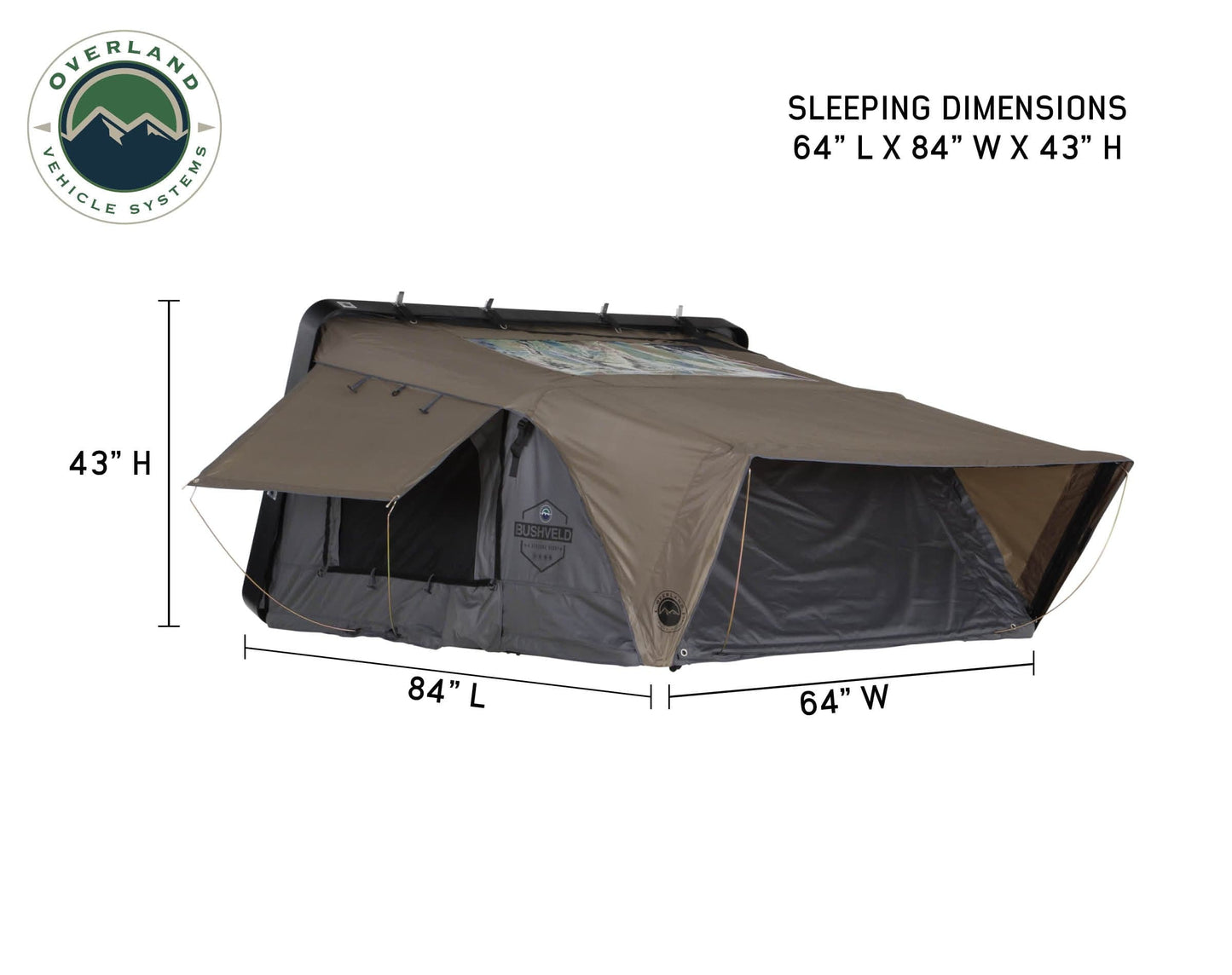 Overland Vehicle Systems Overland Vehicle Systems Bushveld Hard Shell 4 Person Roof Top Tent