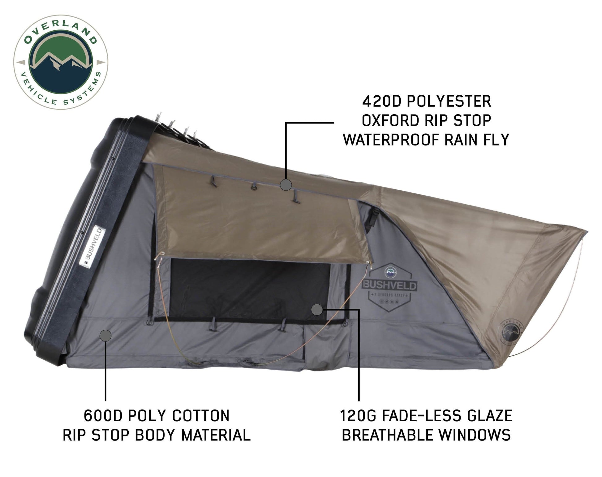 Overland Vehicle Systems Overland Vehicle Systems Bushveld Hard Shell 4 Person Roof Top Tent