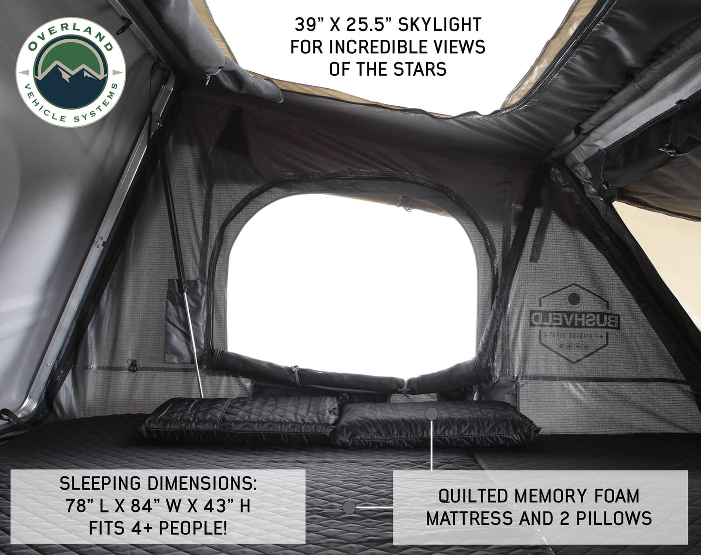 Overland Vehicle Systems Overland Vehicle Systems Bushveld Hard Shell 4 Person Roof Top Tent