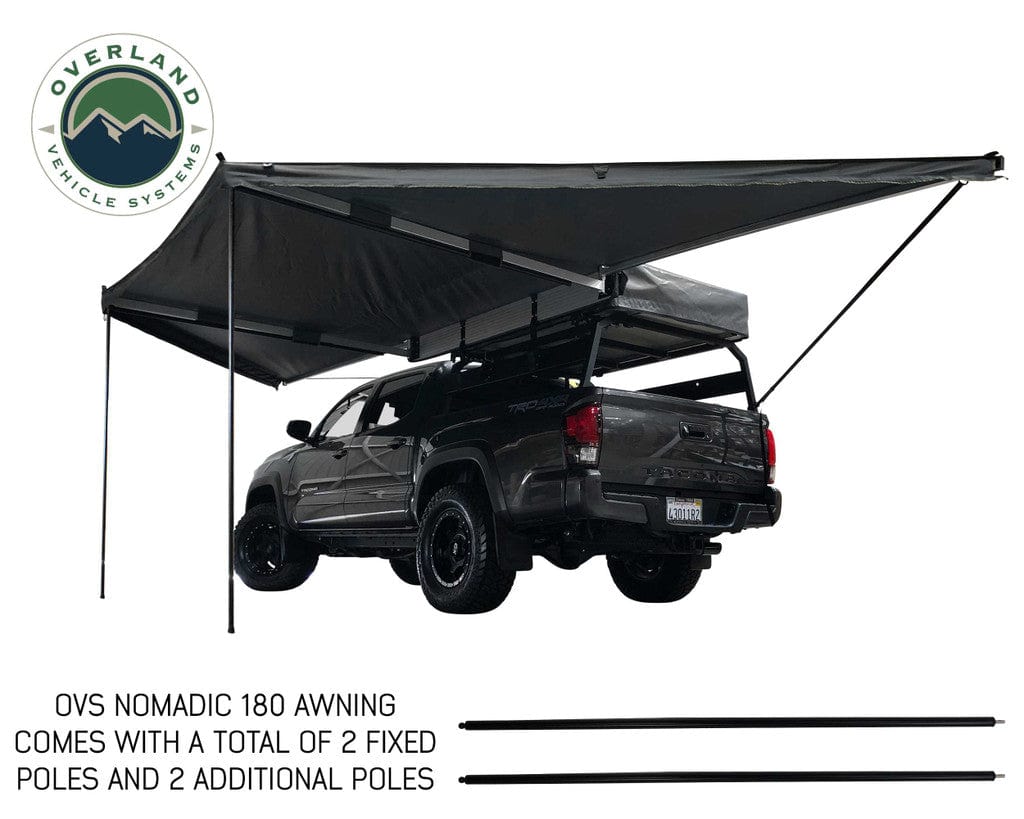 Overland Vehicle Systems Overland Vehicle Systems Nomadic Awning 180 Dark Gray Cover With Black Transit Cover