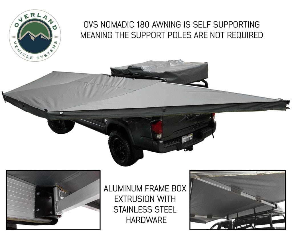Overland Vehicle Systems Overland Vehicle Systems Nomadic Awning 180 Dark Gray Cover With Black Transit Cover