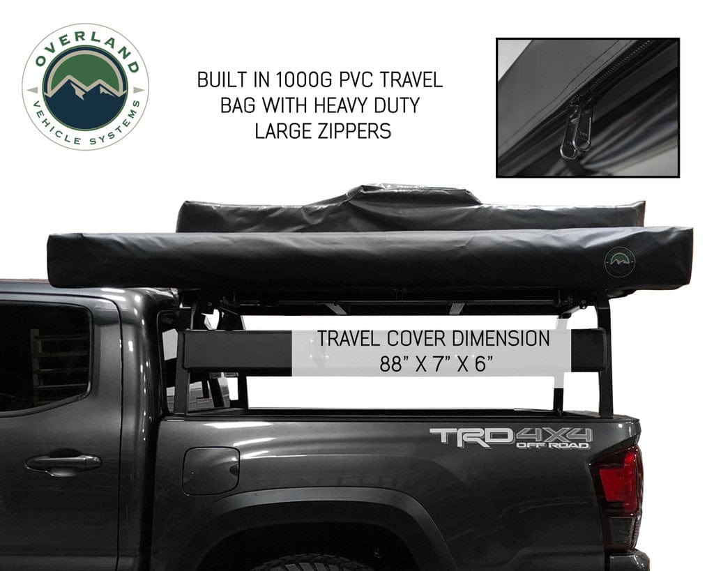 Overland Vehicle Systems Overland Vehicle Systems Nomadic Awning 180 Dark Gray Cover With Black Transit Cover