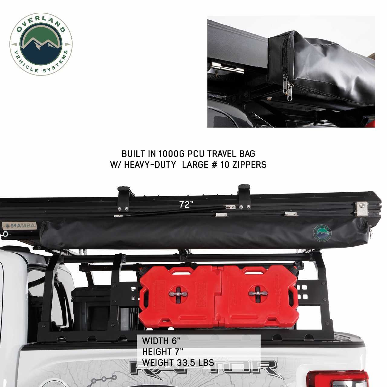 Overland Vehicle Systems Overland Vehicle Systems Nomadic Awning 180 Dark Gray Cover With Black Transit Cover