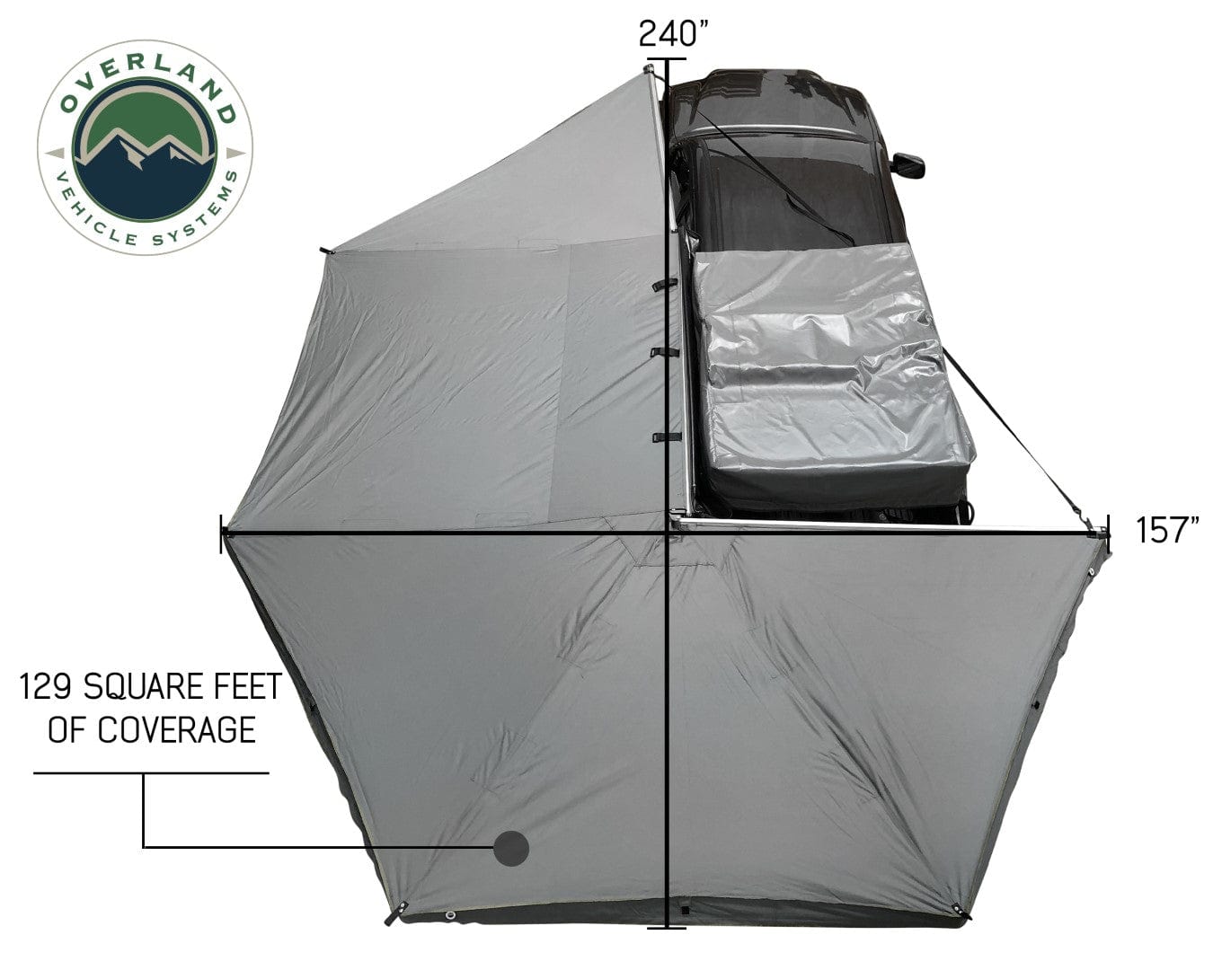 Overland Vehicle Systems Overland Vehicle Systems Nomadic Awning 270 Dark Gray Cover With Black Transit Cover & Brackets for Drivers Side