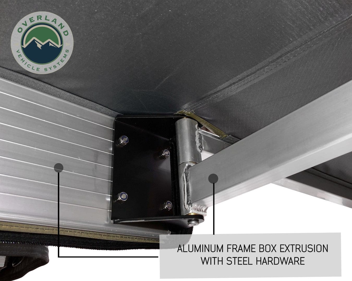Overland Vehicle Systems Overland Vehicle Systems Nomadic Awning 270 Dark Gray Cover With Black Transit Cover & Brackets for Drivers Side