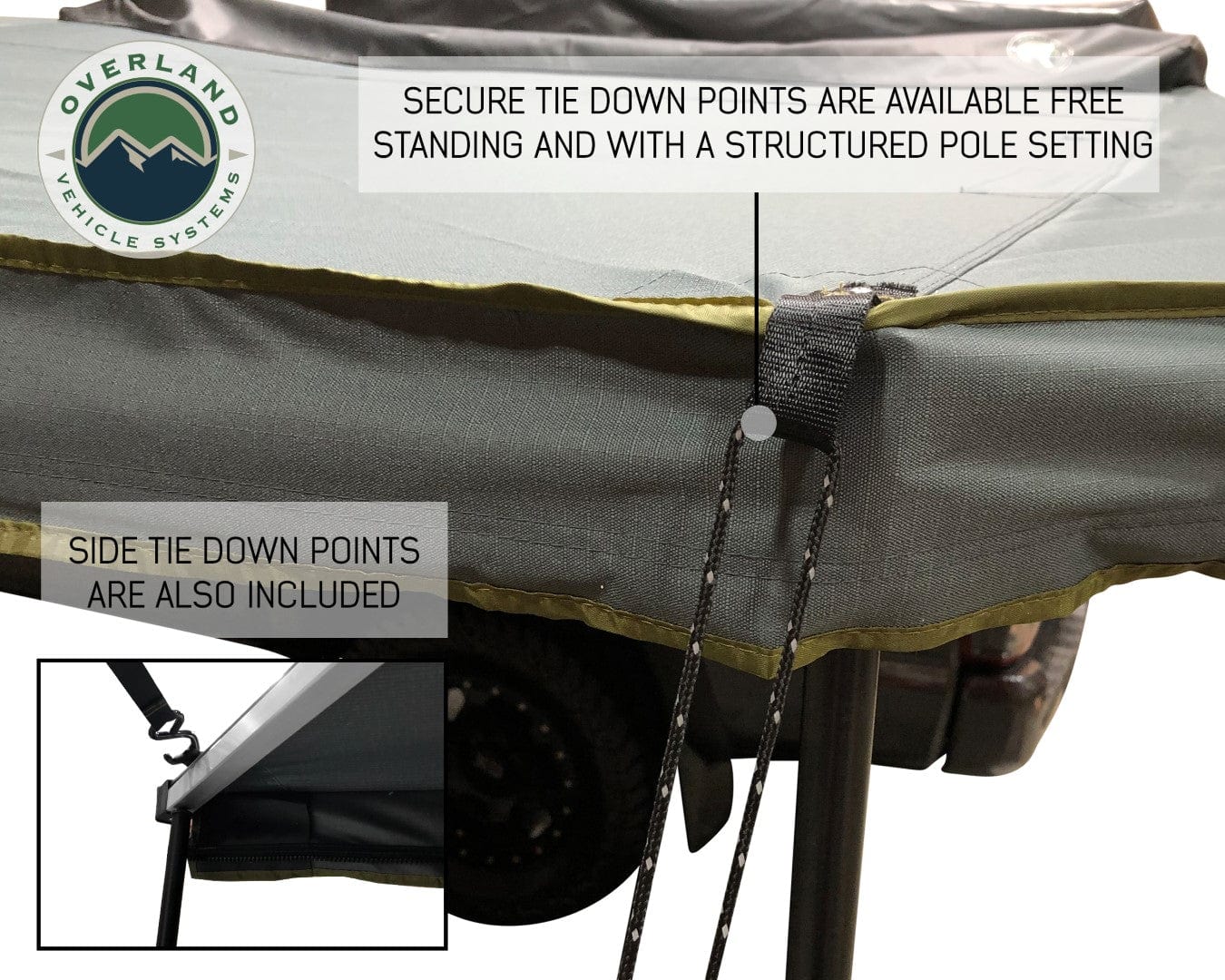 Overland Vehicle Systems Overland Vehicle Systems Nomadic Awning 270 Dark Gray Cover With Black Transit Cover & Brackets for Drivers Side
