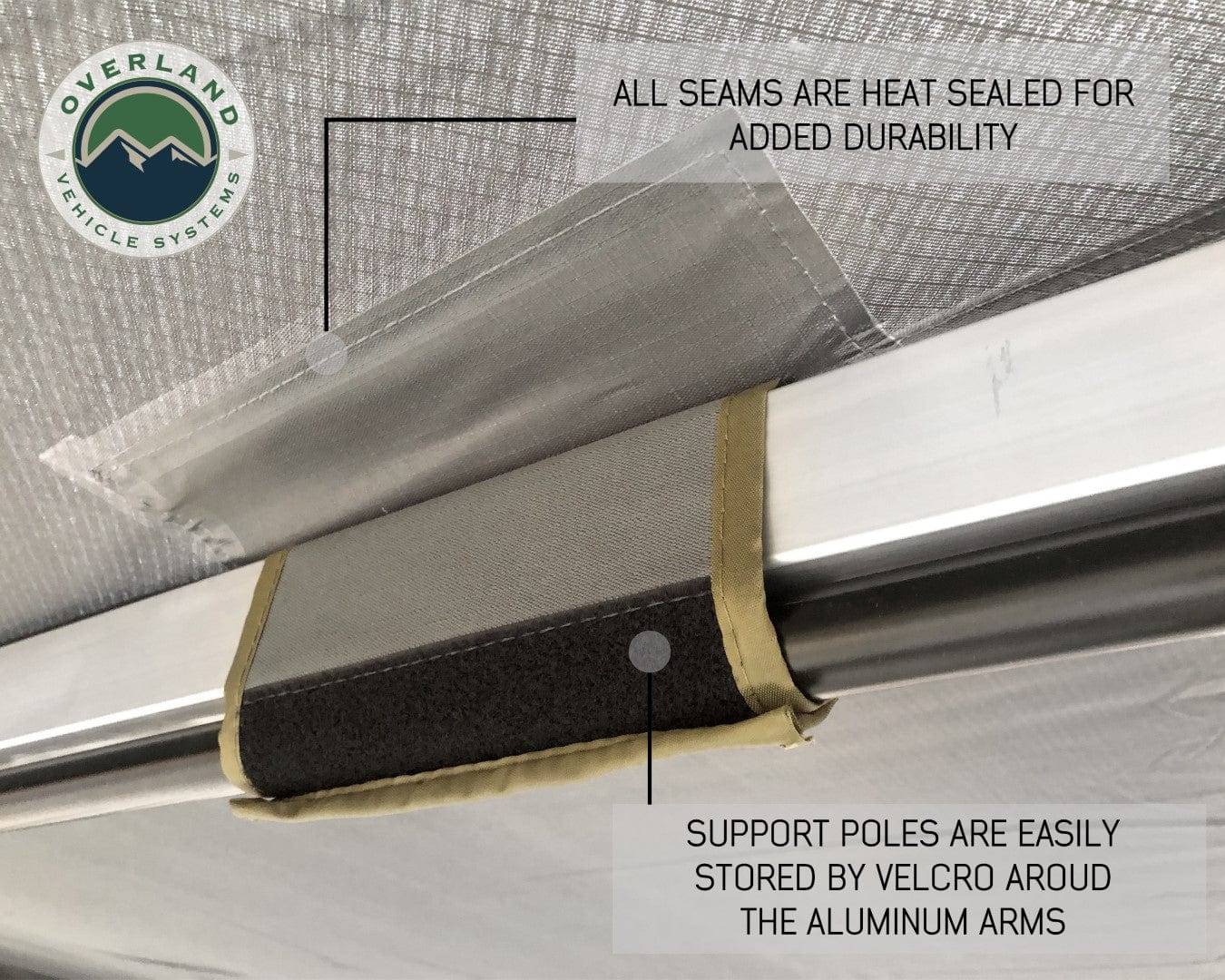 Overland Vehicle Systems Overland Vehicle Systems Nomadic Awning 270 Dark Gray Cover With Black Transit Cover & Brackets for Drivers Side