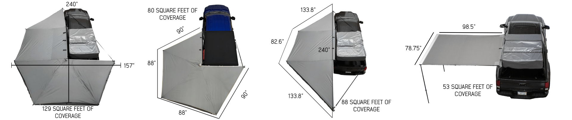 Overland Vehicle Systems Overland Vehicle Systems Nomadic Awning 270 Dark Gray Cover With Black Transit Cover & Brackets for Drivers Side