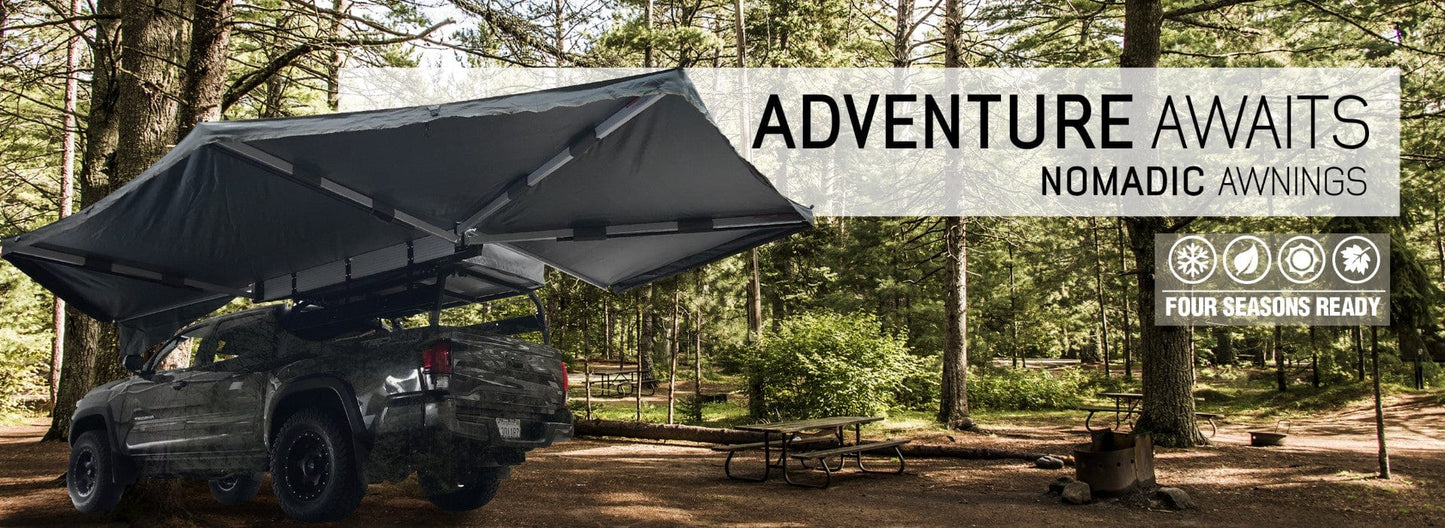 Overland Vehicle Systems Overland Vehicle Systems Nomadic Awning 270 Dark Gray Cover With Black Transit Cover & Brackets for Drivers Side