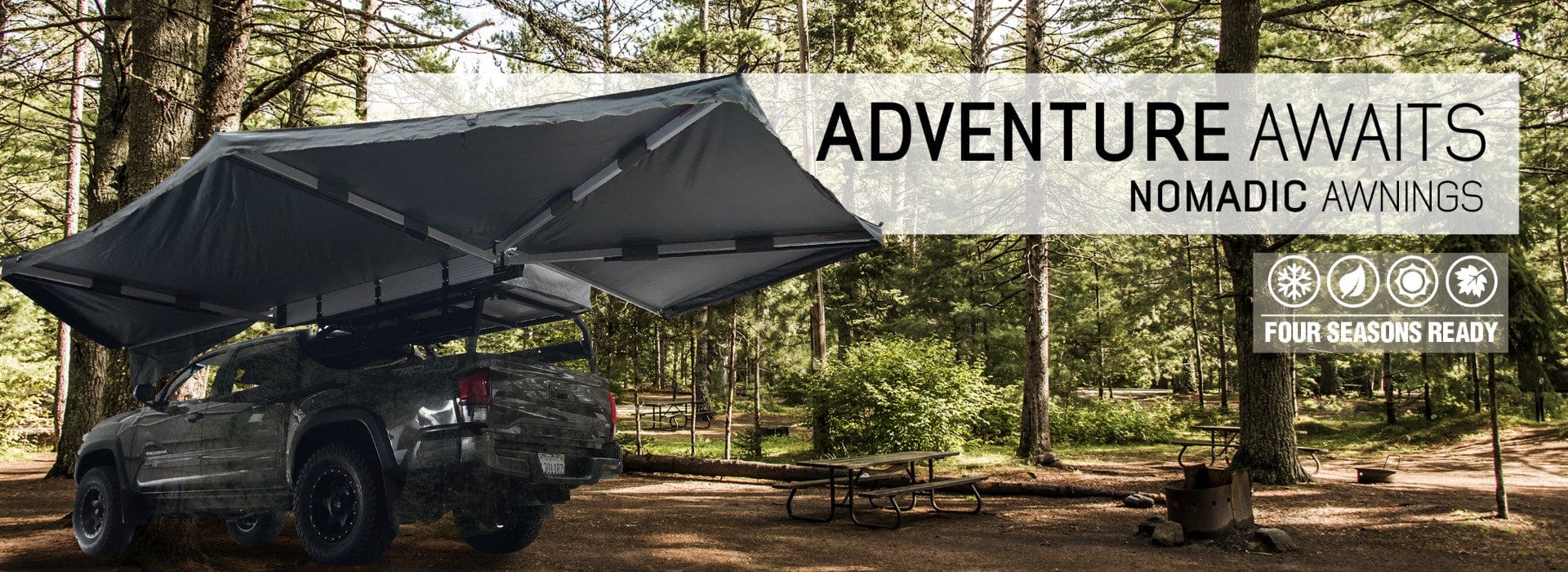 Overland Vehicle Systems Overland Vehicle Systems Nomadic Awning 270 Dark Gray Cover With Black Transit Cover & Brackets for Drivers Side