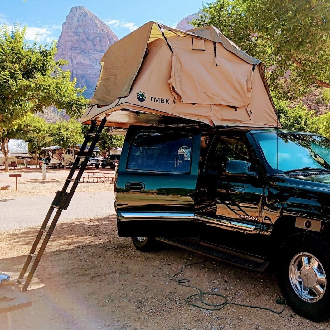 Overland Vehicle Systems Overland Vehicle Systems TMBK 3 Person Roof Top Tent with Green Rain Fly