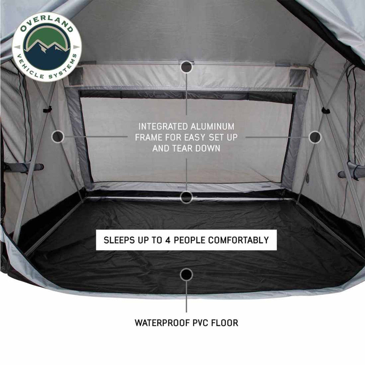 Overland Vehicle Systems Portable Safari Tent - Quick Deploying Gray Ground Tent