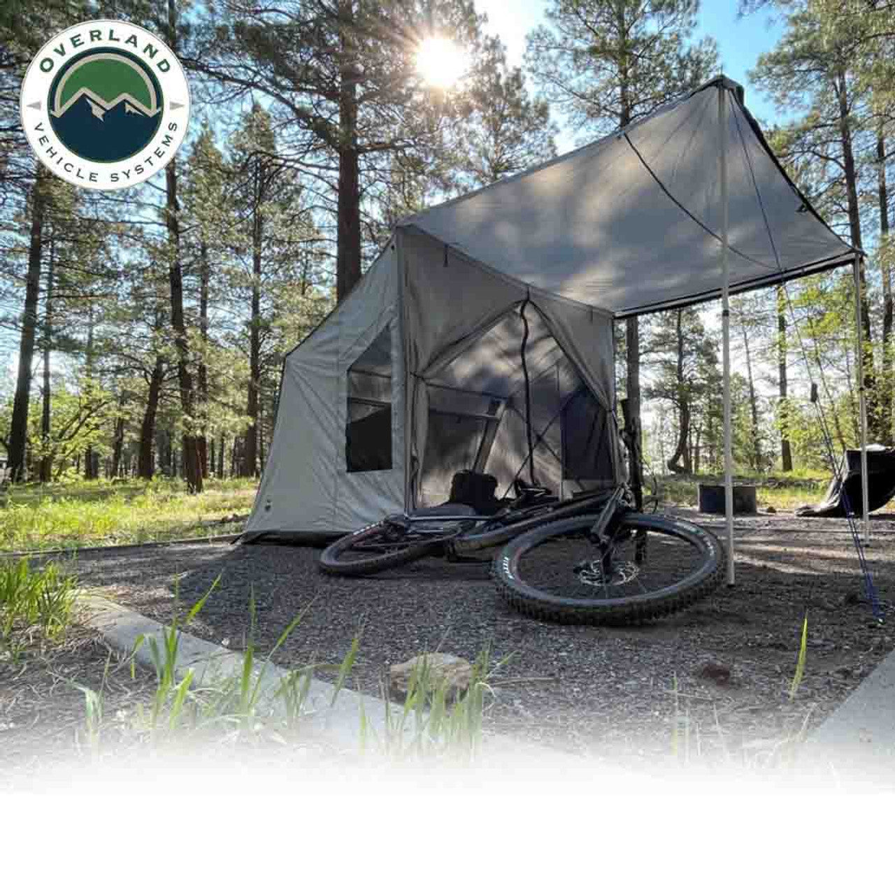 Overland Vehicle Systems Portable Safari Tent - Quick Deploying Gray Ground Tent