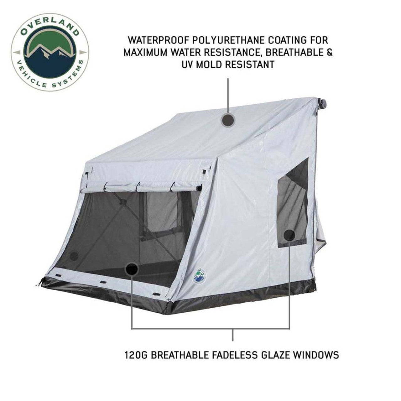 Overland Vehicle Systems Portable Safari Tent - Quick Deploying Gray Ground Tent