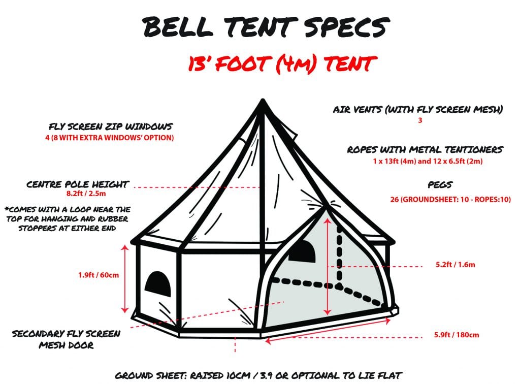 Psyclone Tents Canvas Tent Canvas Bell Tent 13' (4 Meter)