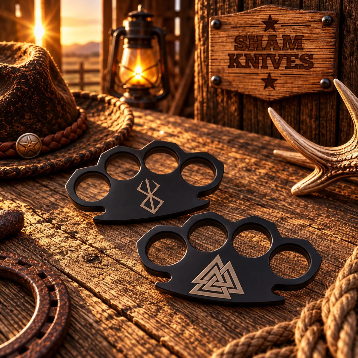 Viking-Inspired Valknut and Bind-Rune Metal Display Pieces