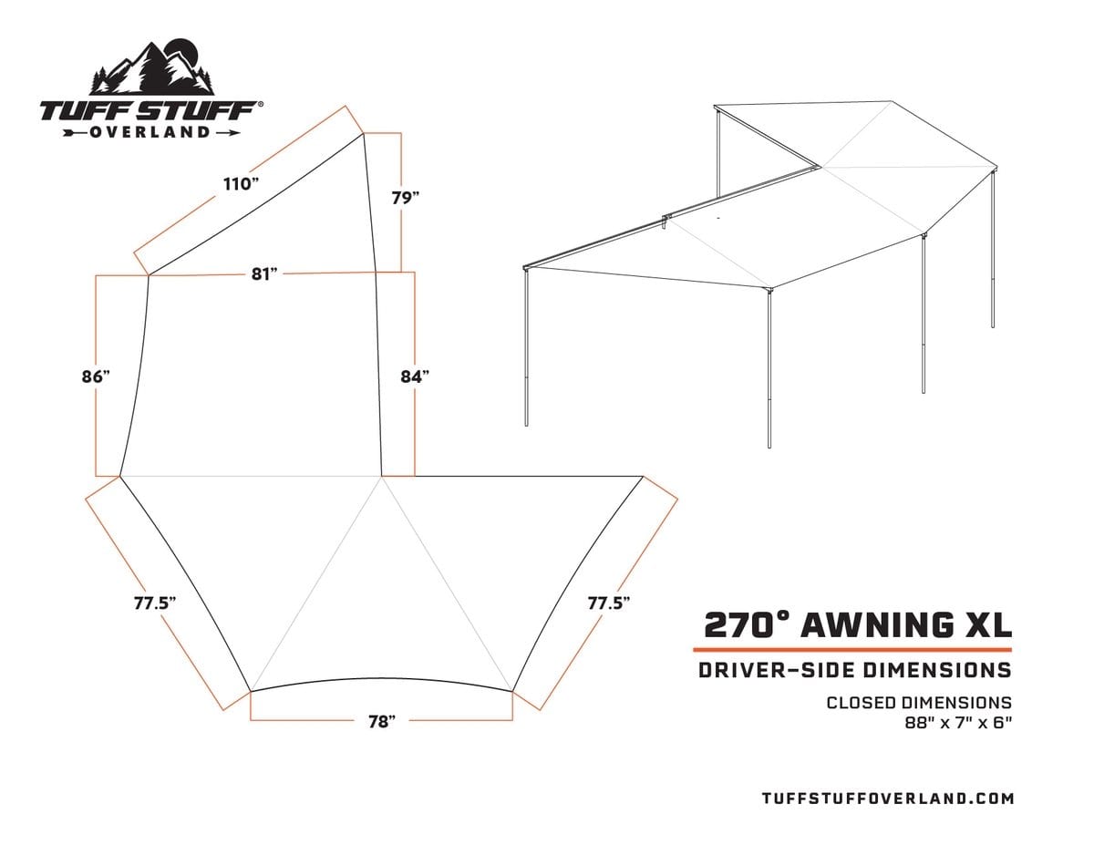 Tuff Stuff Overland Awning 270 Degree Awning - Olive | Tuff Stuff Overland