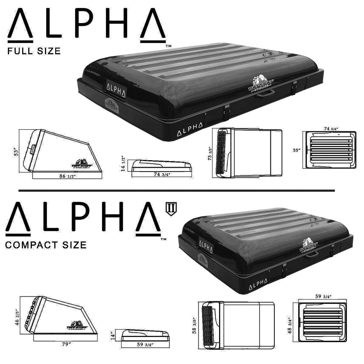 Tuff Stuff Overland Roof Top Tent Alpha Hardshell Rooftop Tent from Tuff Stuff Overland