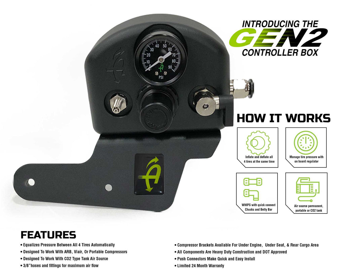 Up Down Air-4 Tire Inflation System | Jeep Wrangler JK/JKU | Up Down Air-Gen2 Air Delivery System for Jeep Wrangler JK & JKU | 4 Tire Inflation-269-0717