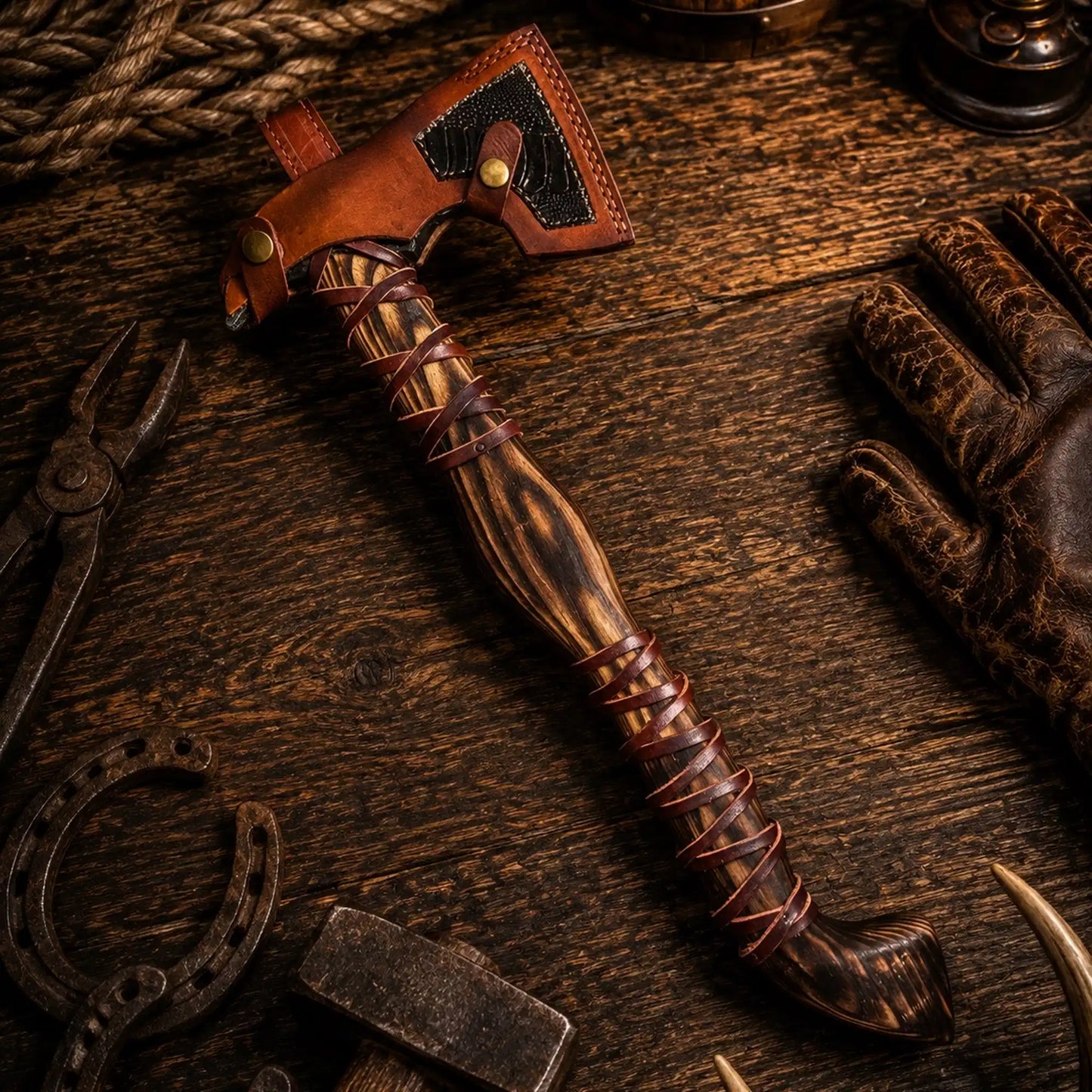 Hand Forged Viking Battle Axe – 1095 Carbon Steel & Ash Wood