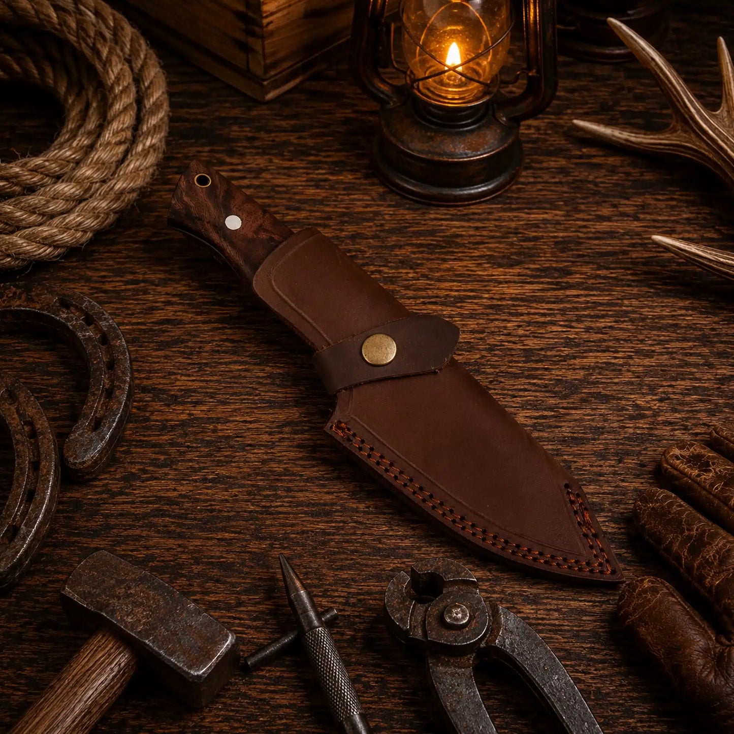 Custom Handmade Damascus Steel Fixed Blade Camping Hunting Survival EDC Knife