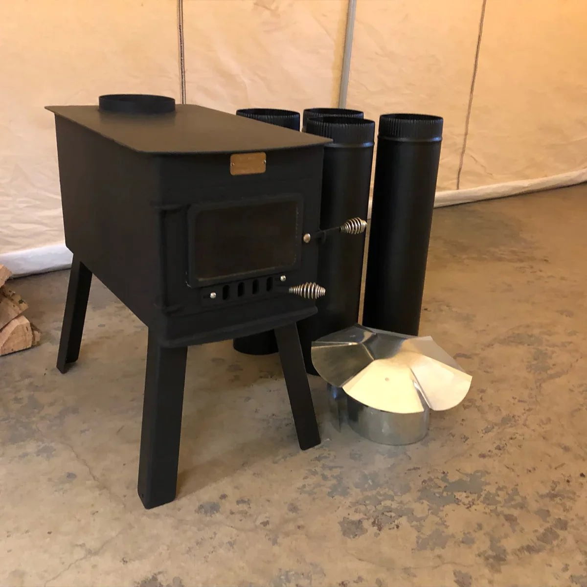 large tent with stove North Woods Fabrication Woodsman XL Stove Kit – Live More Outside