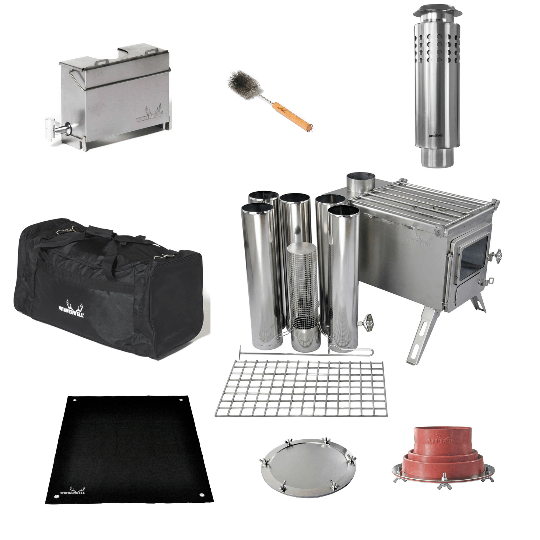 Winnerwell Camp Kitchen Nomad Standard Winnerwell Nomad Hot Tent Wood Stove Bundle for Canvas Bell and Wall Tents