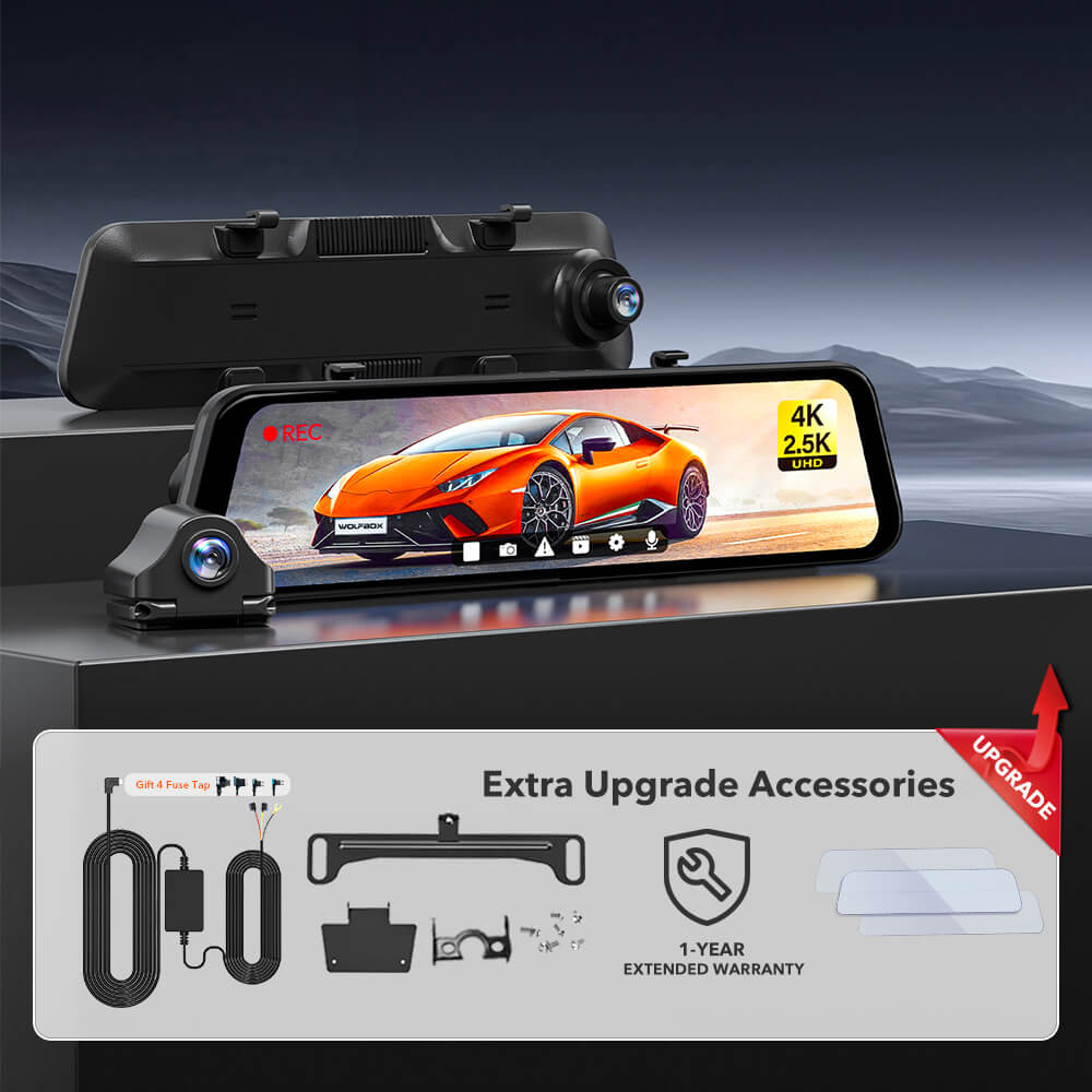 WOLFBOX camera the Ultimate: G900 Gift Package+Free Cap G900 4K+2.5K | Dash Cam Smart Mirror | WOLFBOX