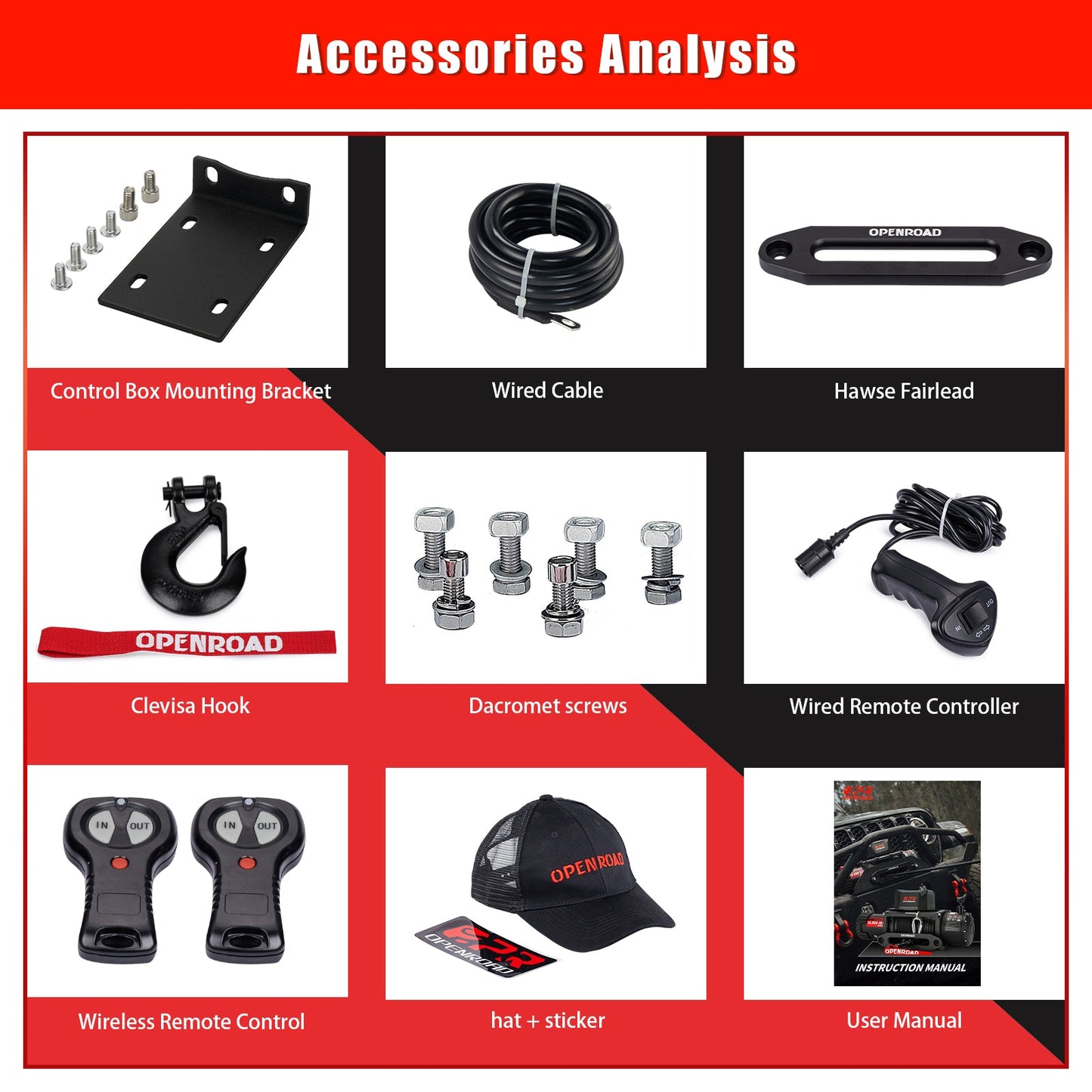 OPENROAD 13,000lbs Winch with Synthetic Rope and 2 Wireless Remotes -Panther Series 2S Plus winch OPENROAD