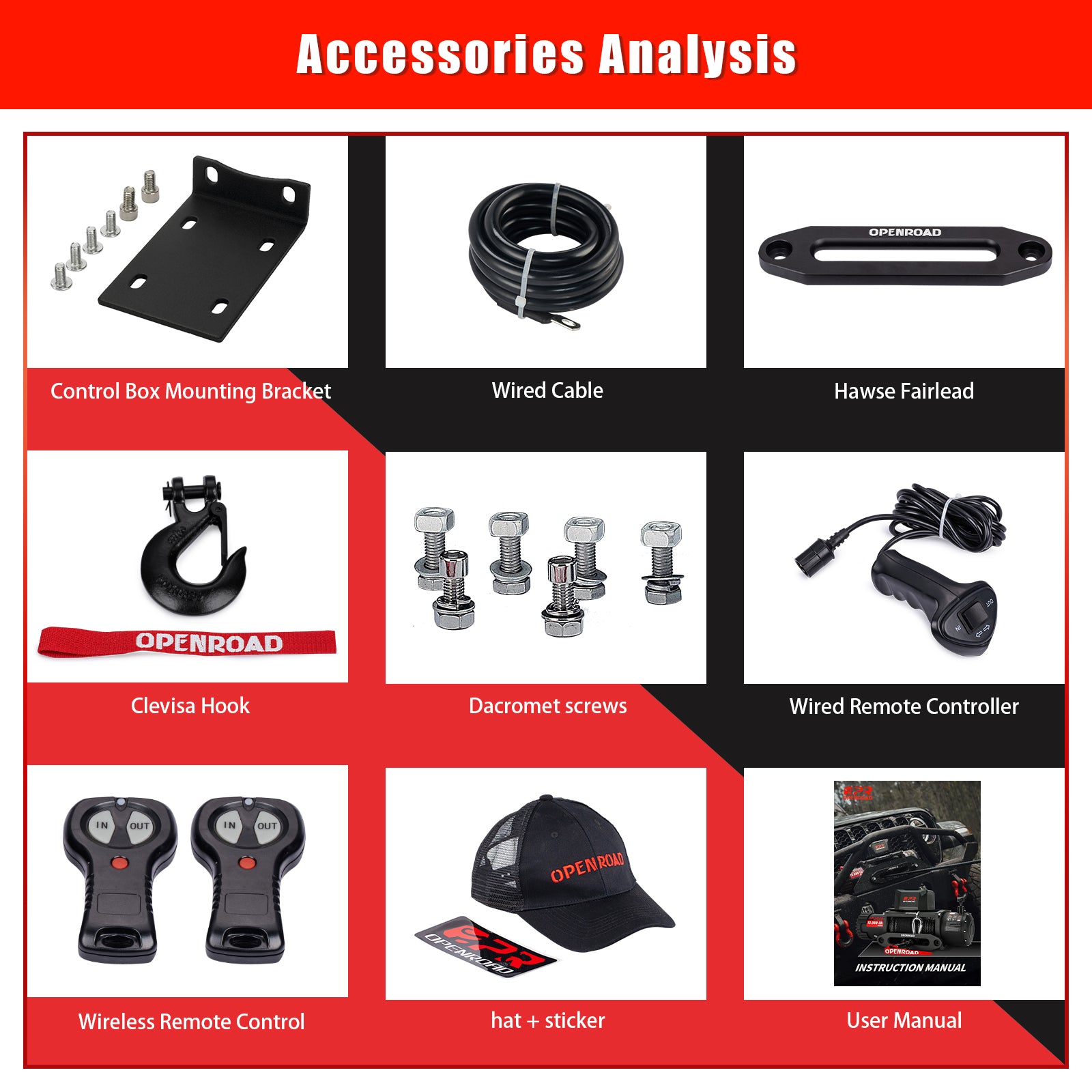 OPENROAD 13,000lbs Winch with Synthetic Rope and 2 Wireless Remotes -Panther Series 2S Plus winch OPENROAD