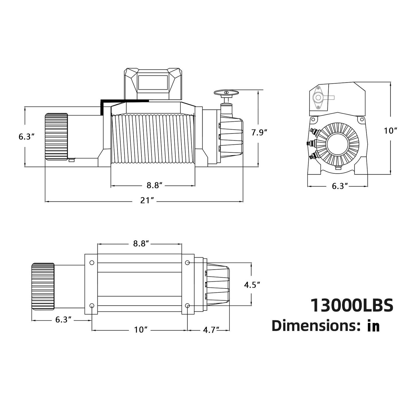 OPENROAD 13,000lbs Winch with Synthetic Rope and 2 Wireless Remotes -Panther Series 2S Plus winch OPENROAD