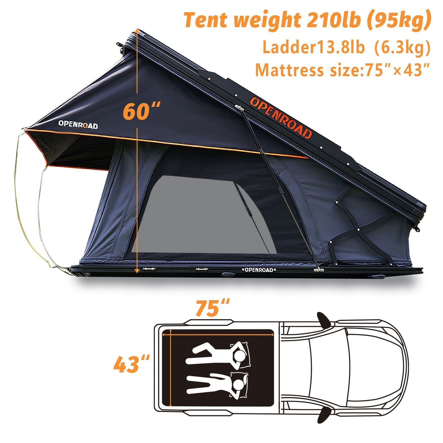 OPENROAD Hard Shell Roof Top Tent - PeakRoof Series openroad4wd.com