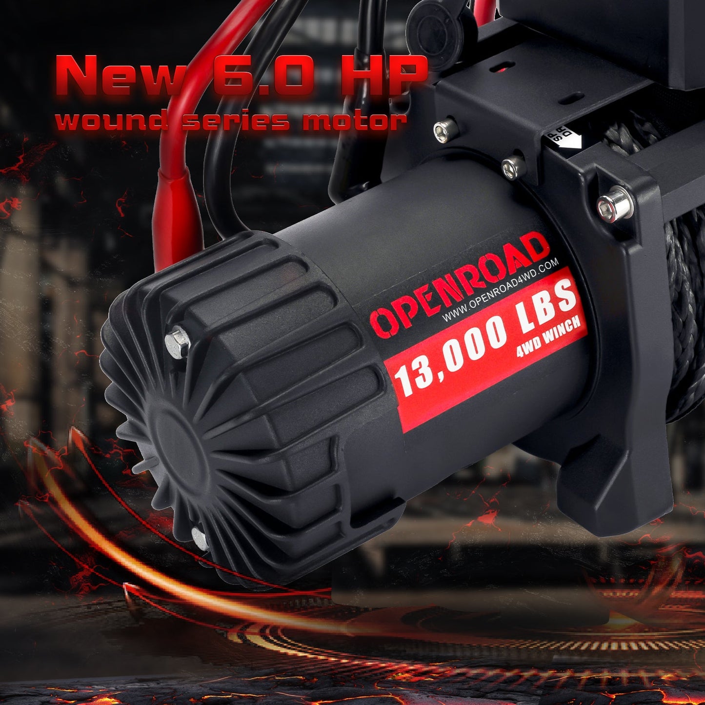 OPENROAD 13,000lbs Winch with Synthetic Rope and 2 Wireless Remotes -Panther Series 2S Plus winch OPENROAD