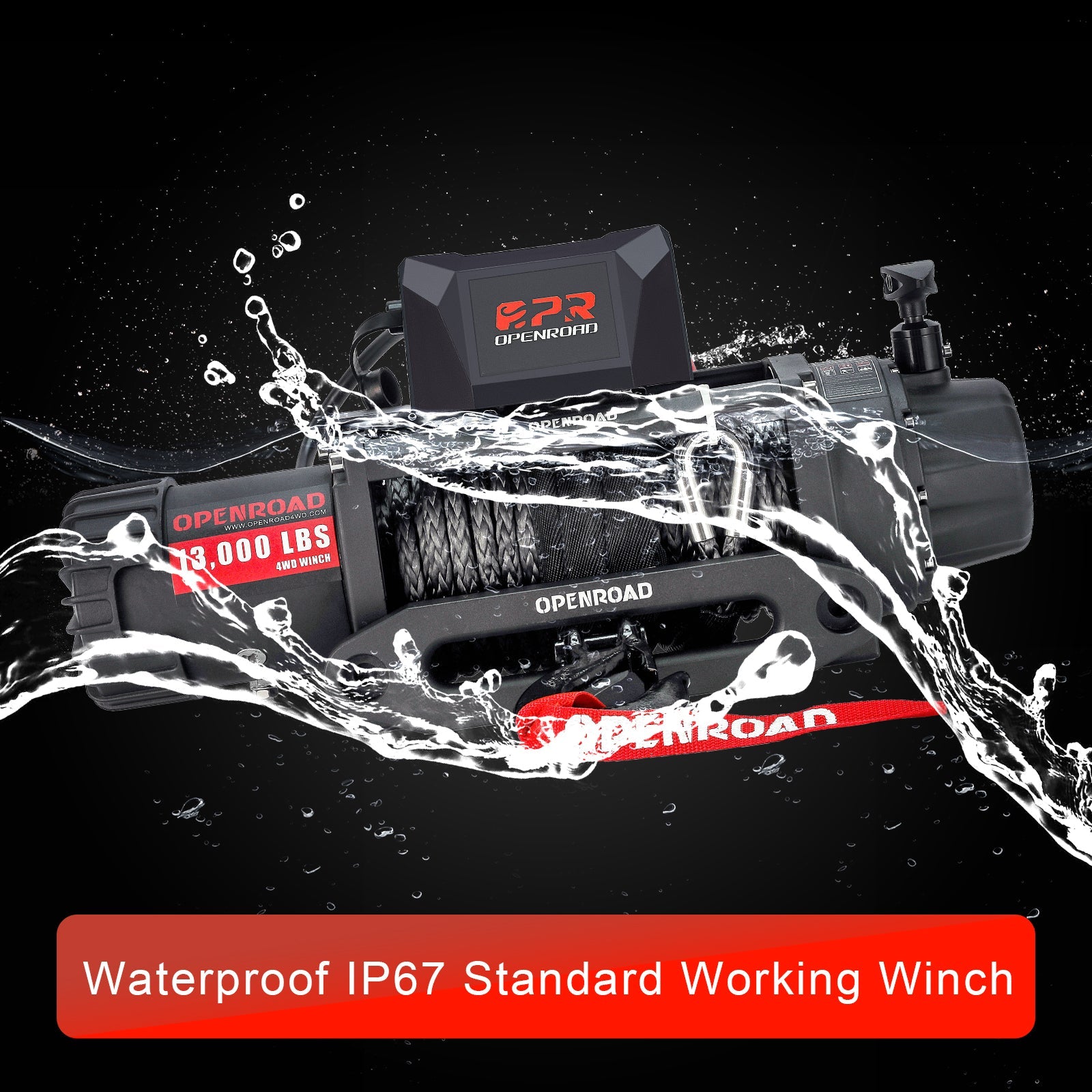 OPENROAD 13,000lbs Winch with Synthetic Rope and 2 Wireless Remotes -Panther Series 2S Plus winch OPENROAD