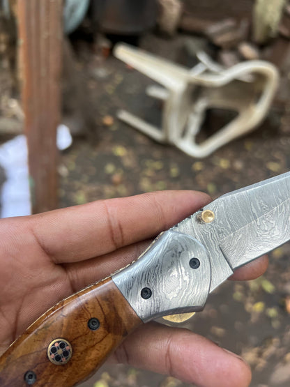 Rosewood Trail Folder Knife 6" Handmade Rosewood Handle EDC Folder