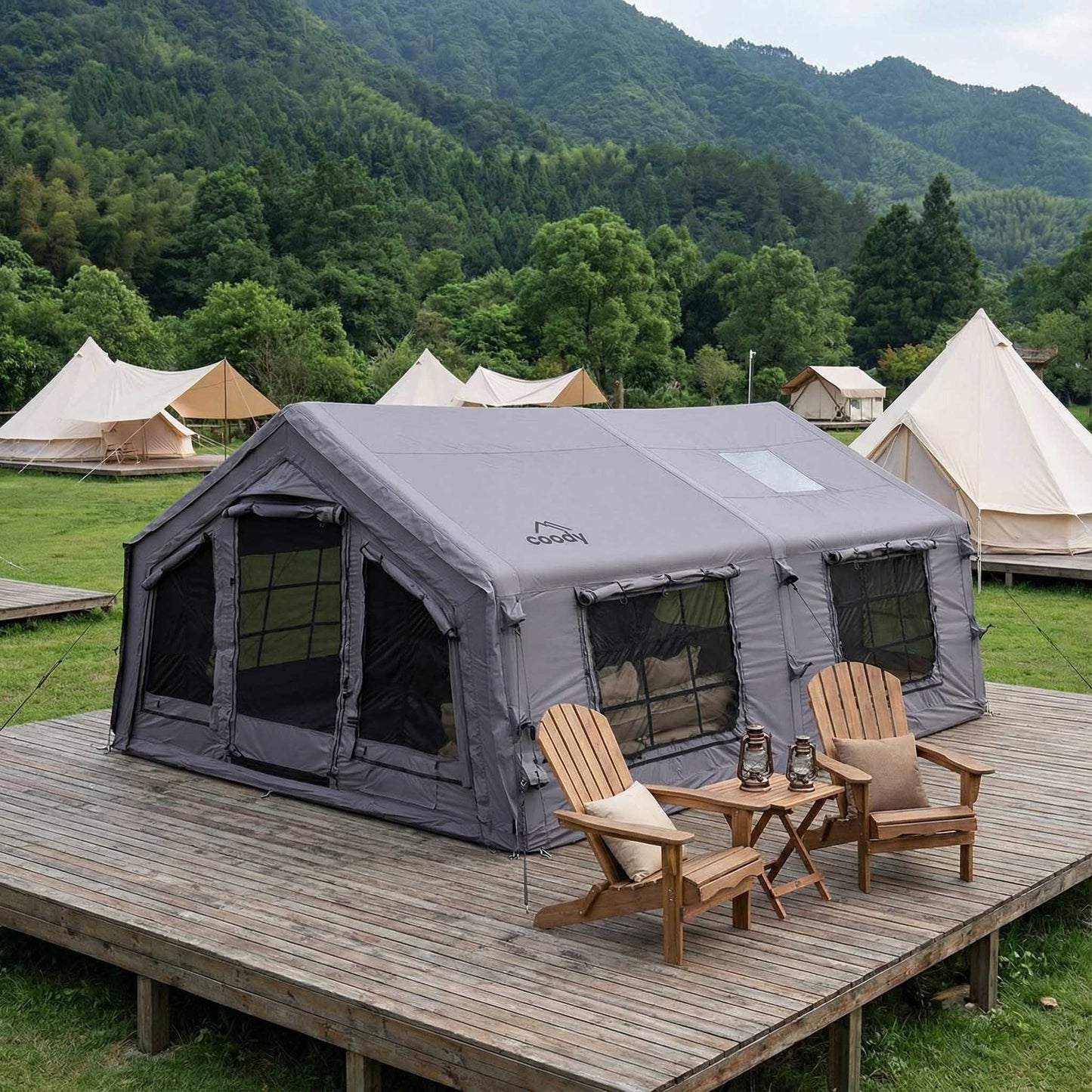 Coody 17.2 (Koala-7) Gray Inflatable Tent House for Camping (2-10 person)