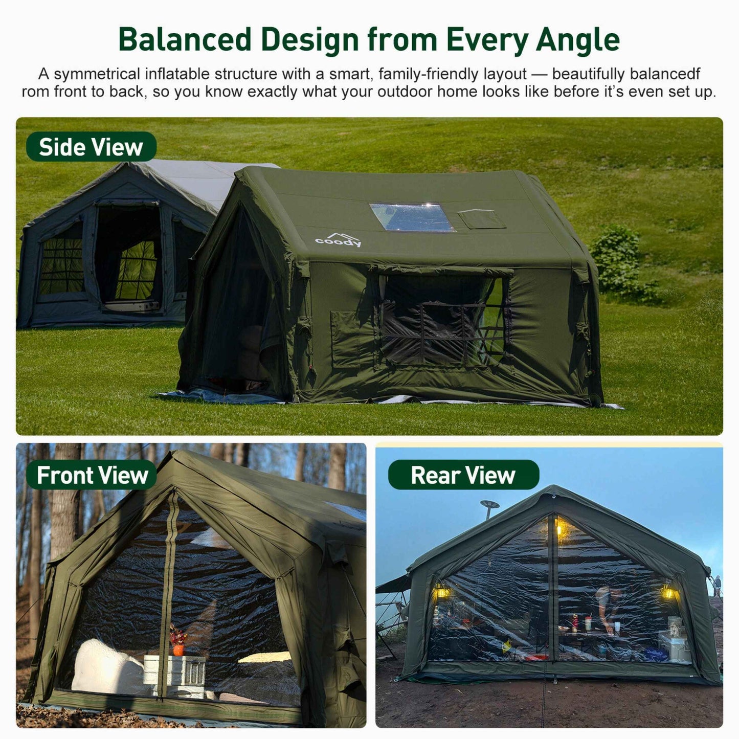 Coody 10 Gray Inflatable Tent House for Camping (2-4 person)