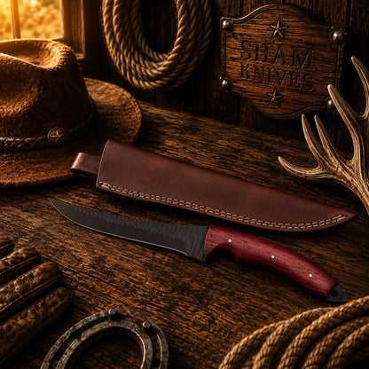 Handmade 1095 Carbon Steel Fillet Knife – Red Padauk Wood Handle