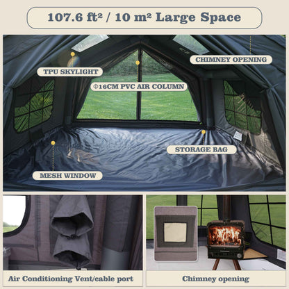 Coody 10 Gray Inflatable Tent House for Camping (2-4 person)