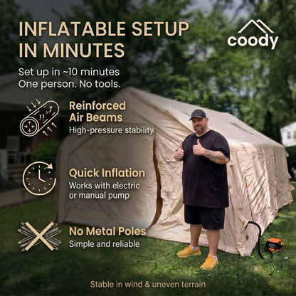Coody 17.2 (Koala-7) Beige Inflatable Tent House for Camping (2-10 person)