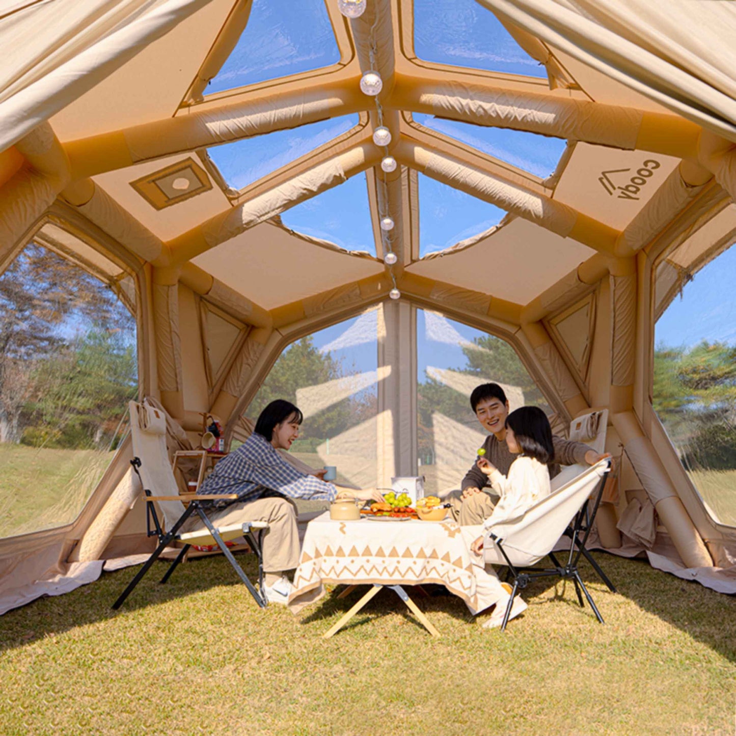Coody Hub Pro Beige- Inflatable Tent for Camping (2-6 Person)