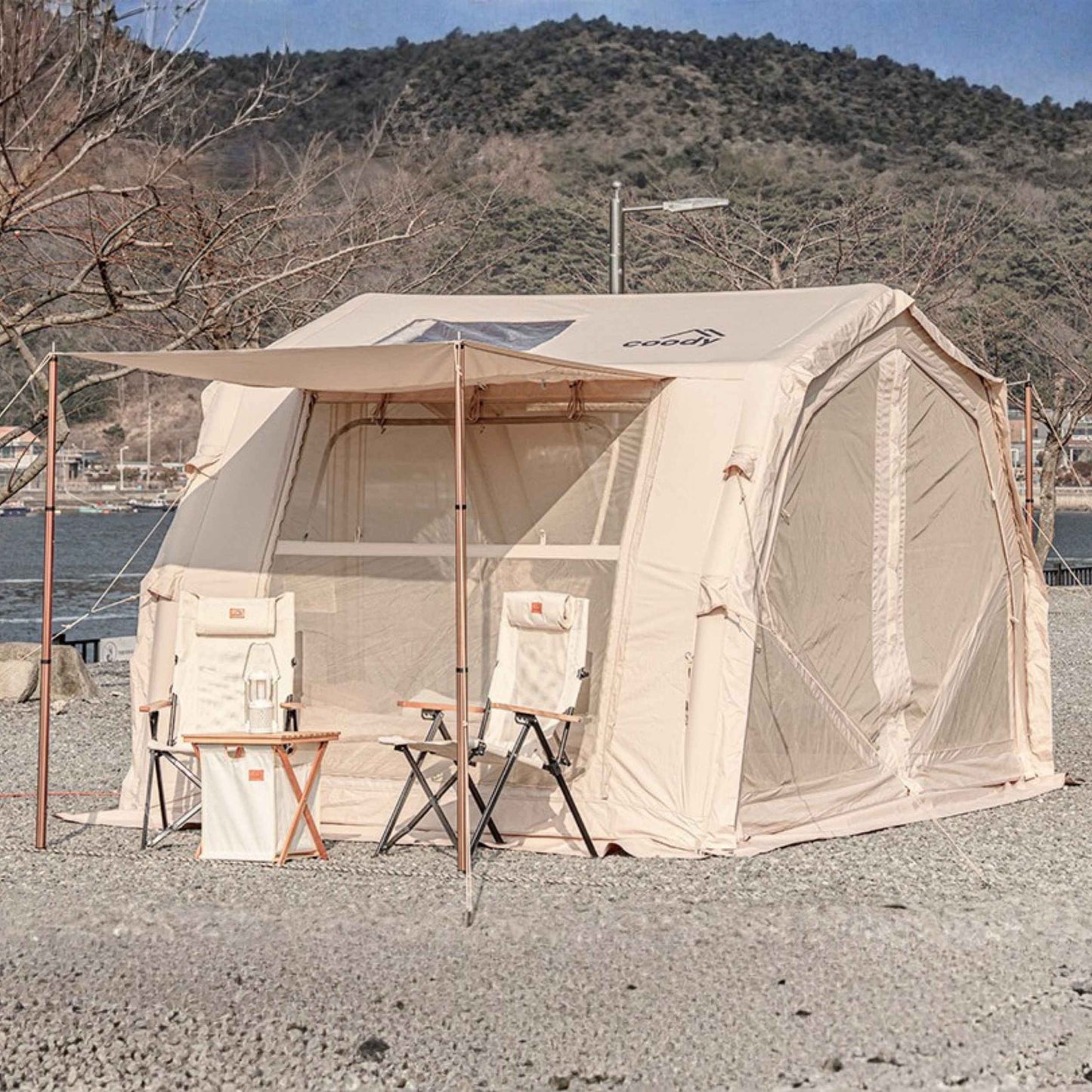 Coody 10.0 PRO Beige Premium Inflatable Canvas Tent for 2–4 Campers