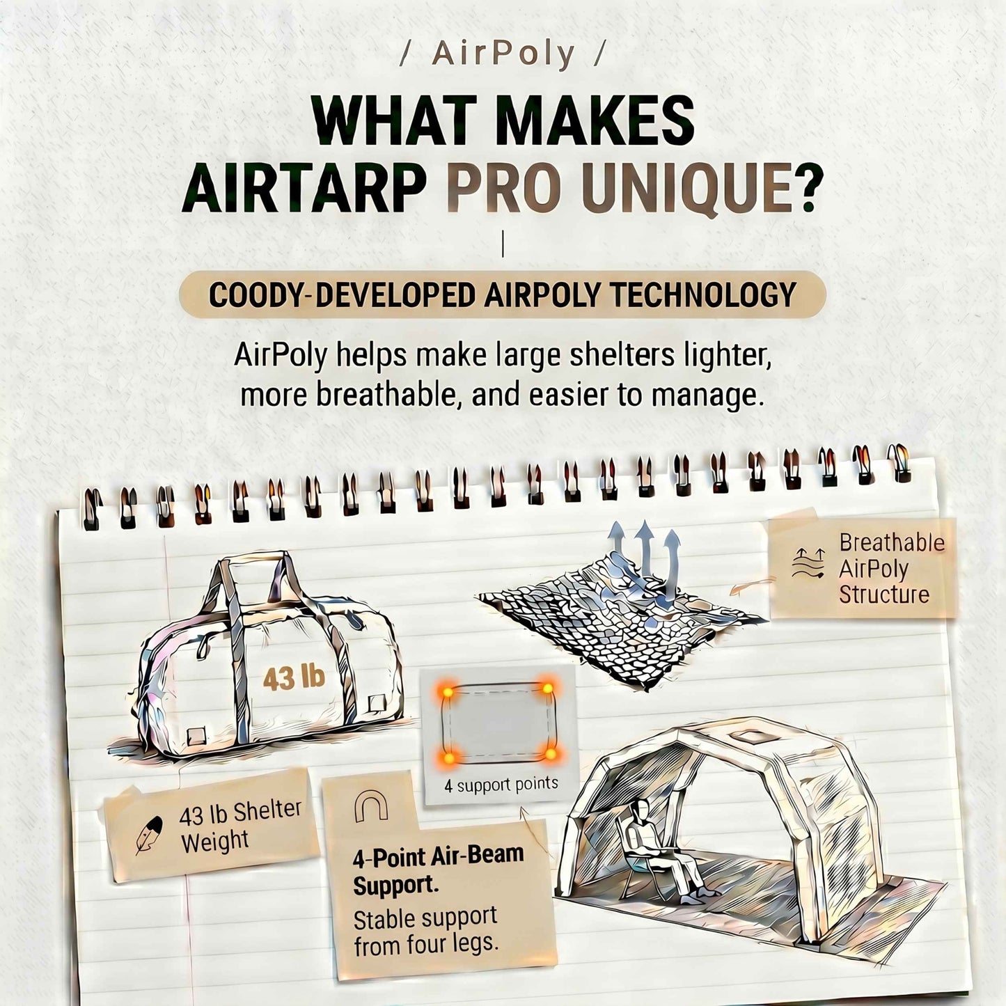 Coody AirTarp Pro Inflatable Canopy for 17.2 Pro, 10.0 Pro & Hub Pro - Beige