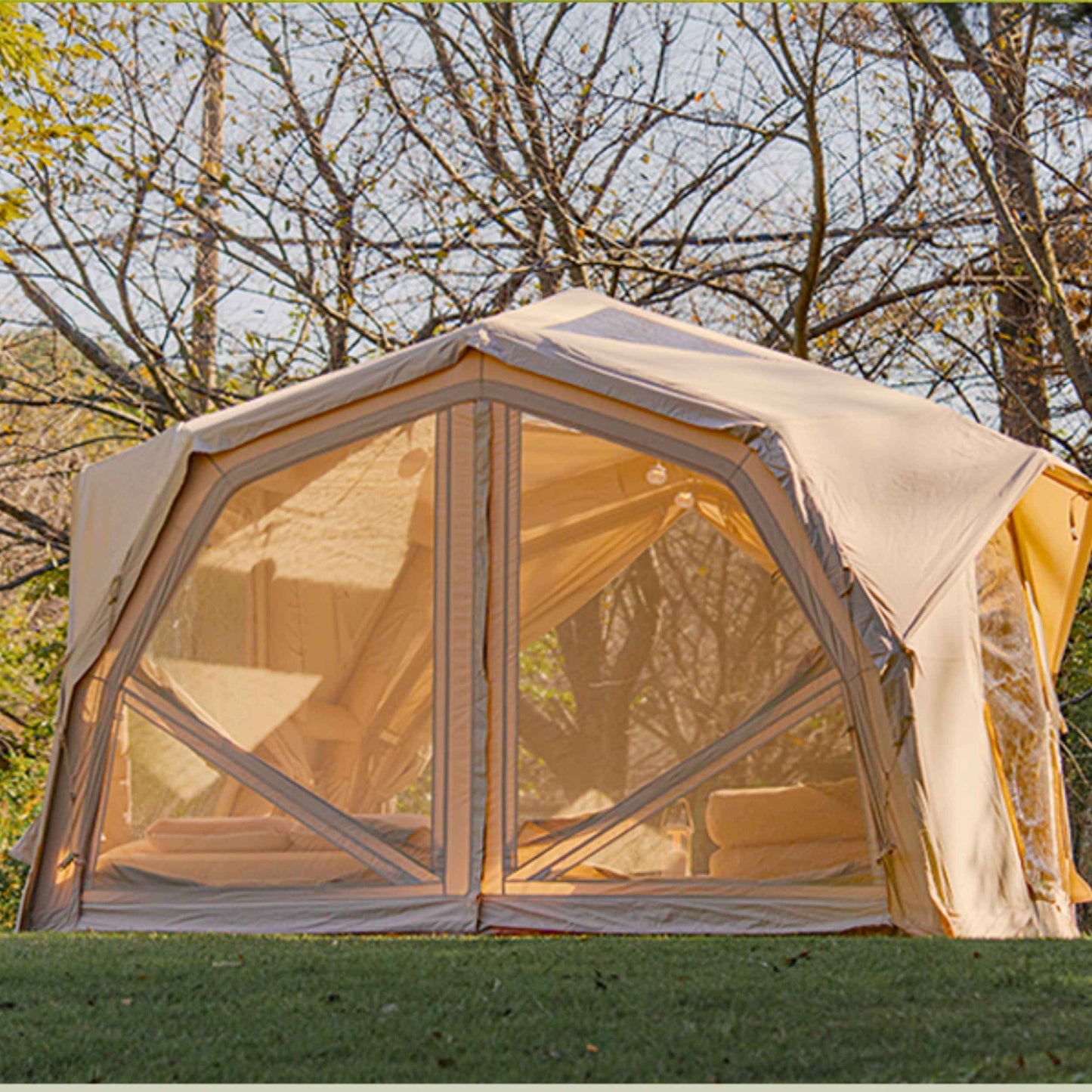 Coody Hub Pro Beige- Inflatable Tent for Camping (2-6 Person)