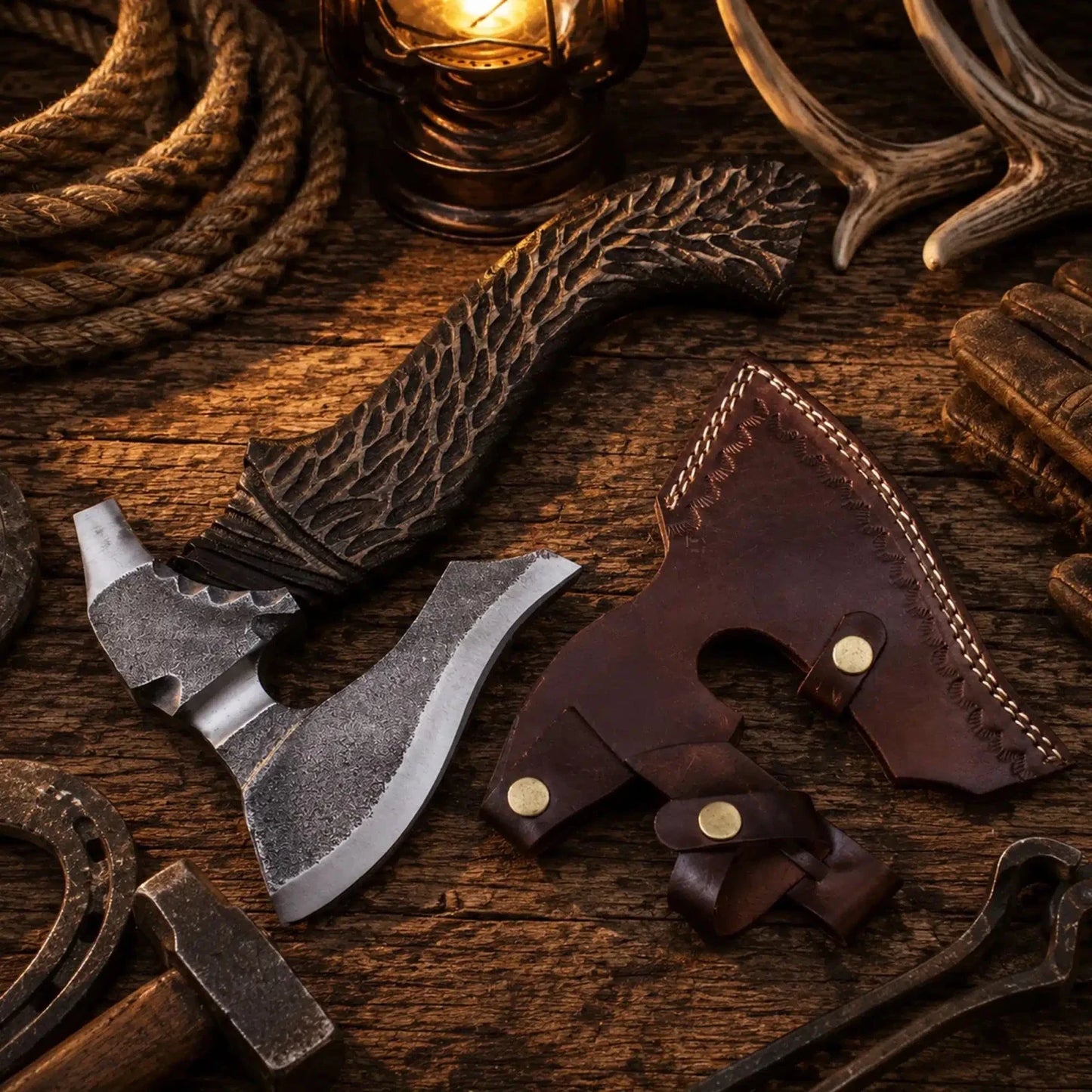 13” HAND FORGED CARBON STEEL HANDMADE HUNTING VIKING TOMAHAWK HATCHET AXE